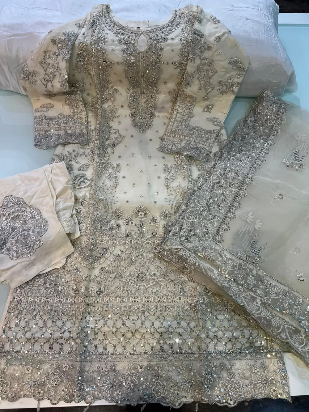 Organza Hand Embroidered Luxury Suit