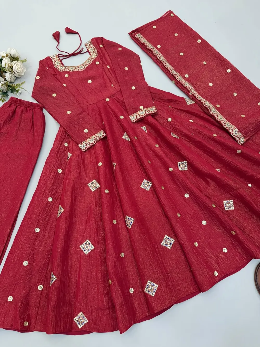 Premium Silk Sequins Gown Set